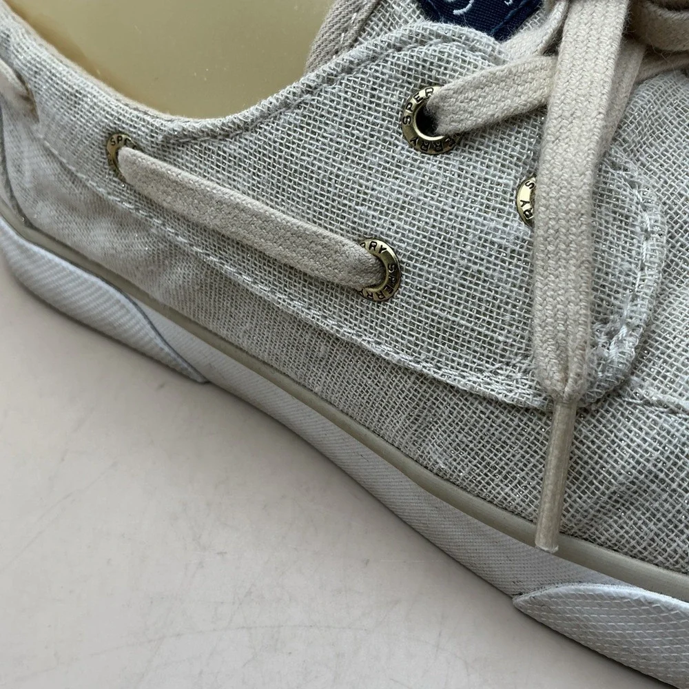 Sperry Women's Pier Boat Sparkle Canvas Boat Shoes‎ Sz 9.5 Gold Glitter STS84465